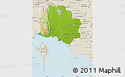 Physical Map of Kampot, shaded relief outside