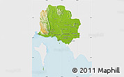 Physical Map of Kampot, single color outside