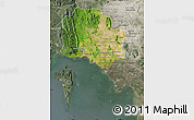 Satellite Map of Kampot, semi-desaturated