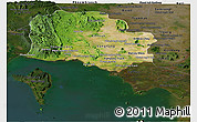 Satellite Panoramic Map of Kampot, darken