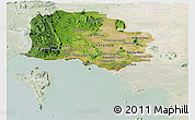 Satellite Panoramic Map of Kampot, lighten