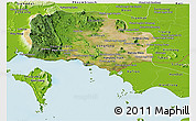 Satellite Panoramic Map of Kampot, physical outside