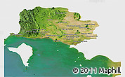 Satellite Panoramic Map of Kampot, single color outside