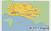 Savanna Style Panoramic Map of Kampot, single color outside