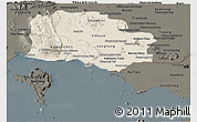 Shaded Relief Panoramic Map of Kampot, darken