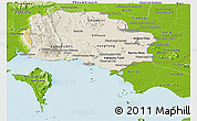 Shaded Relief Panoramic Map of Kampot, physical outside