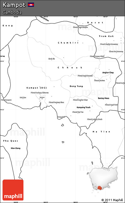 Blank Simple Map of Kampot