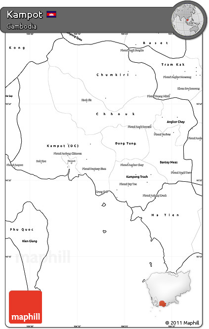 Blank Simple Map of Kampot