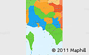 Political Simple Map of Kampot, political shades outside