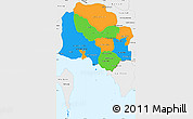 Political Simple Map of Kampot, single color outside, borders and labels
