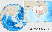 Shaded Relief Location Map of Khsach Kandal, highlighted country