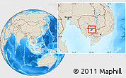 Shaded Relief Location Map of Khsach Kandal, highlighted parent region, within the entire country