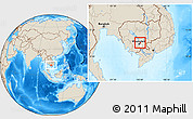 Shaded Relief Location Map of Khsach Kandal, highlighted parent region