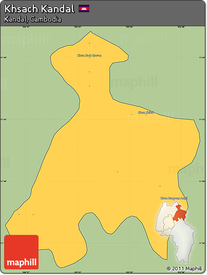 Savanna Style Simple Map of Khsach Kandal, cropped outside