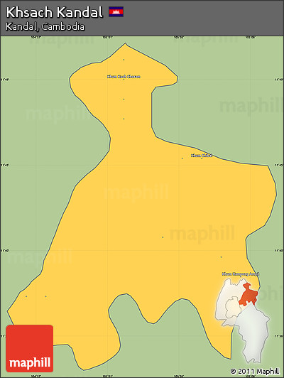 Savanna Style Simple Map of Khsach Kandal, cropped outside