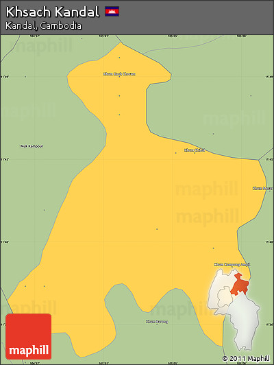 Savanna Style Simple Map of Khsach Kandal