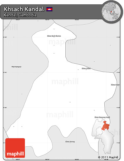 Silver Style Simple Map of Khsach Kandal