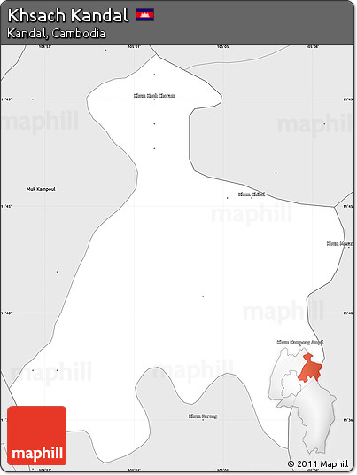 Silver Style Simple Map of Khsach Kandal