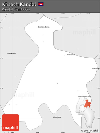 Silver Style Simple Map of Khsach Kandal