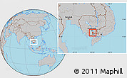 Gray Location Map of Koh Thom, within the entire country