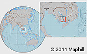 Gray Location Map of Koh Thom, hill shading