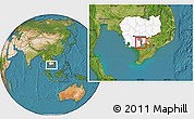 Satellite Location Map of Koh Thom, highlighted country, highlighted parent region