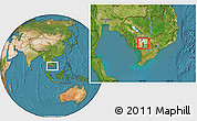 Satellite Location Map of Koh Thom, highlighted parent region