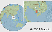 Savanna Style Location Map of Koh Thom, hill shading