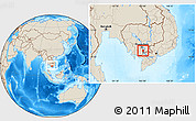 Shaded Relief Location Map of Koh Thom, within the entire country