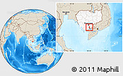 Shaded Relief Location Map of Koh Thom, highlighted country