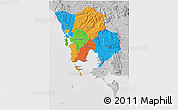 Political 3D Map of Koh Kong, lighten, desaturated