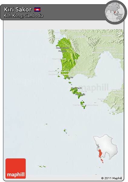 Physical 3D Map of Kiri Sakor, lighten