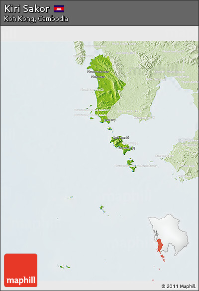 Physical 3D Map of Kiri Sakor, lighten