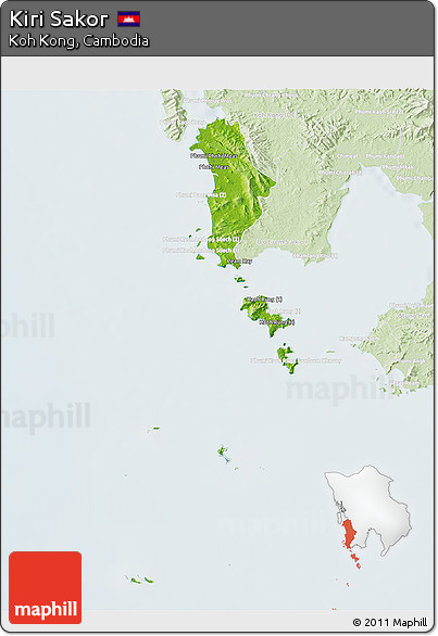 Physical 3D Map of Kiri Sakor, lighten