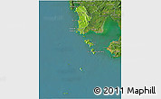Physical 3D Map of Kiri Sakor, satellite outside