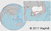 Gray Location Map of Kiri Sakor, highlighted country, within the entire country, hill shading