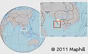 Gray Location Map of Kiri Sakor, highlighted parent region, within the entire country, hill shading