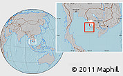 Gray Location Map of Kiri Sakor, highlighted parent region, hill shading
