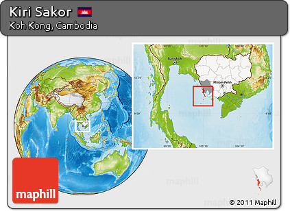 Physical Location Map of Kiri Sakor, highlighted country, highlighted parent region