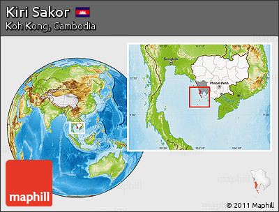 Physical Location Map of Kiri Sakor, highlighted country, highlighted parent region