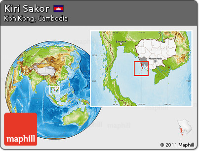 Physical Location Map of Kiri Sakor, highlighted country, highlighted parent region