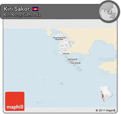 Classic Style Panoramic Map of Kiri Sakor, single color outside