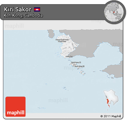 Gray Panoramic Map of Kiri Sakor, single color outside