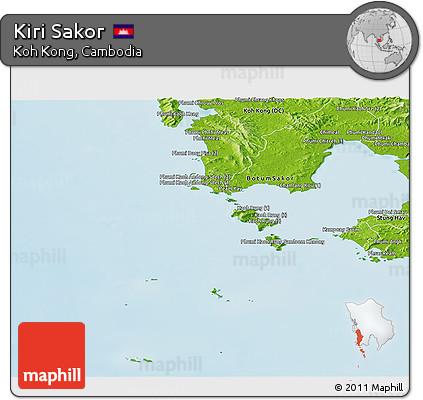 Physical Panoramic Map of Kiri Sakor
