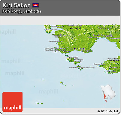 Physical Panoramic Map of Kiri Sakor