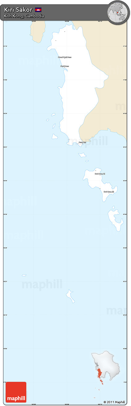 Classic Style Simple Map of Kiri Sakor, single color outside