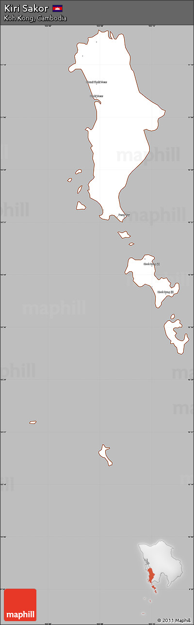 Gray Simple Map of Kiri Sakor, cropped outside