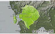 Physical 3D Map of Koh Kong (DC), darken, semi-desaturated