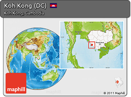 Physical Location Map of Koh Kong (DC), highlighted country