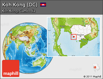 Physical Location Map of Koh Kong (DC), highlighted country